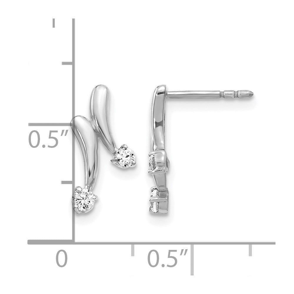 14k White Gold 1/5 carat Diamond 2-Stone Post Earrings