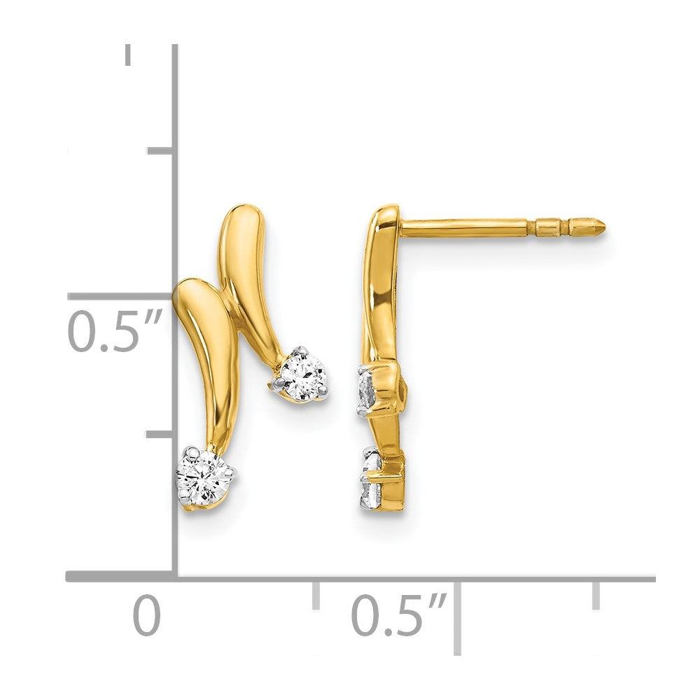 14k 1/5 carat Diamond 2-Stone Post Earrings
