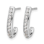 14k White Gold 1/5 carat Diamond J-Hoop Post Earrings