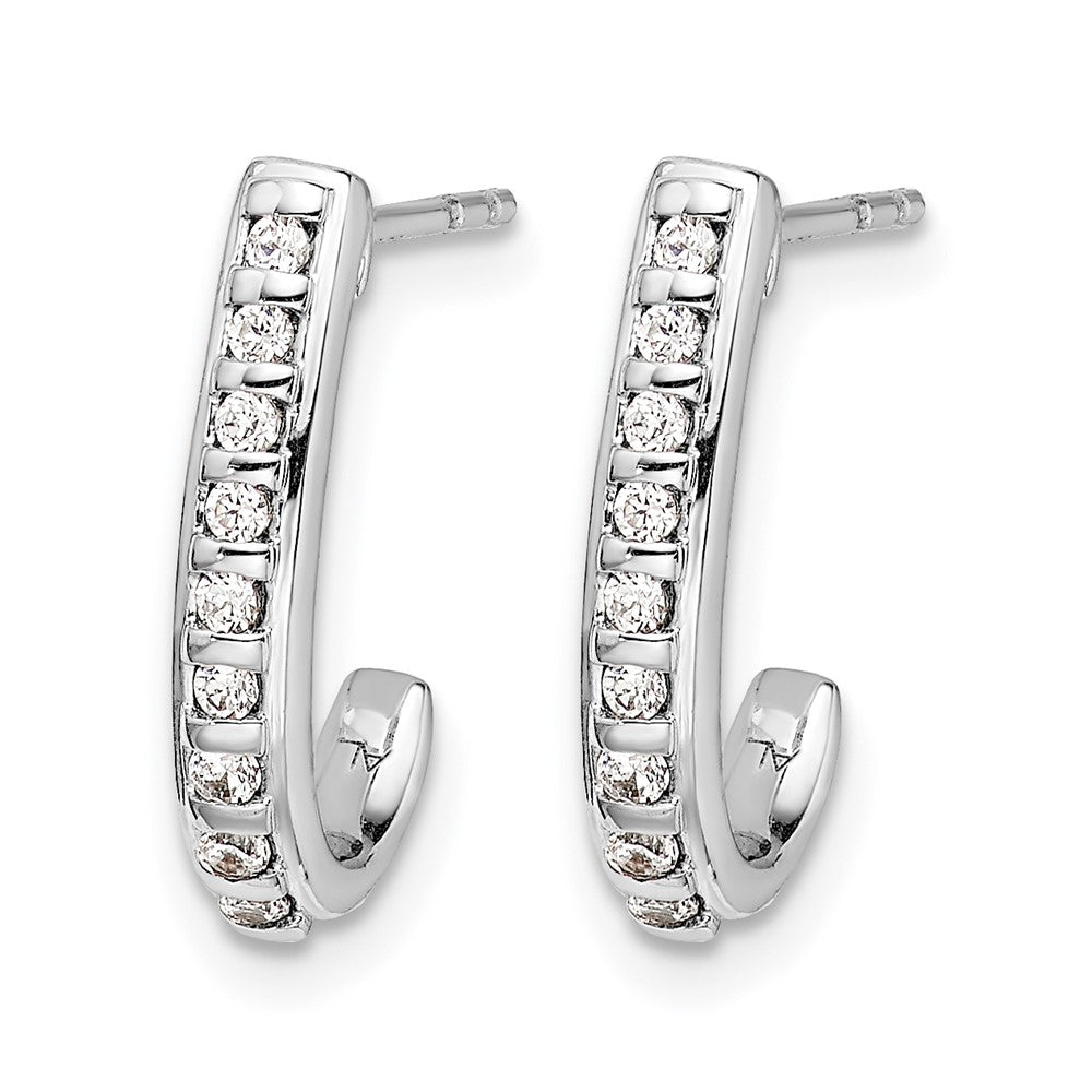 14k White Gold 1/5 carat Diamond J-Hoop Post Earrings