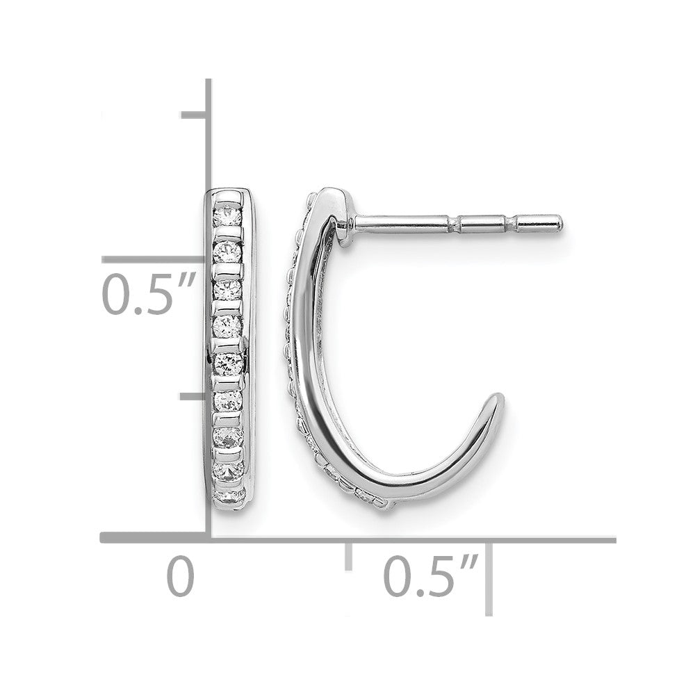14k White Gold 1/5 carat Diamond J-Hoop Post Earrings