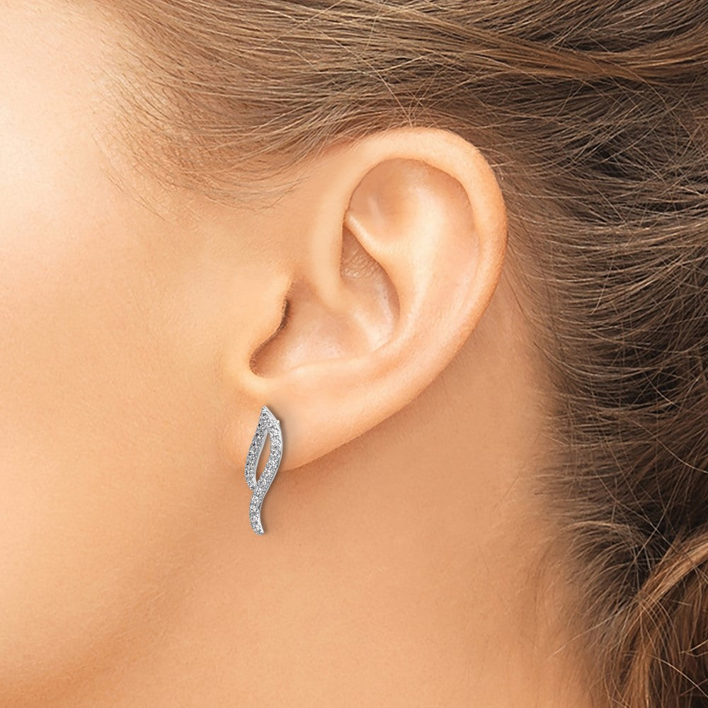 14k White Gold 1/4 carat Diamond Wave Post Earrings