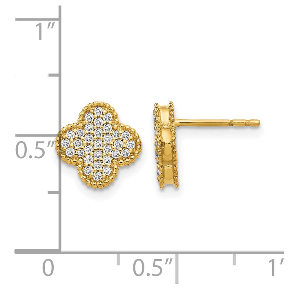14k 1/3 carat Pave Diamond Quatrefoil Post Earrings