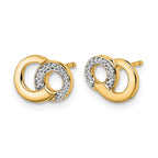 14k with White Rhodium Diamond Circles Post Earrings