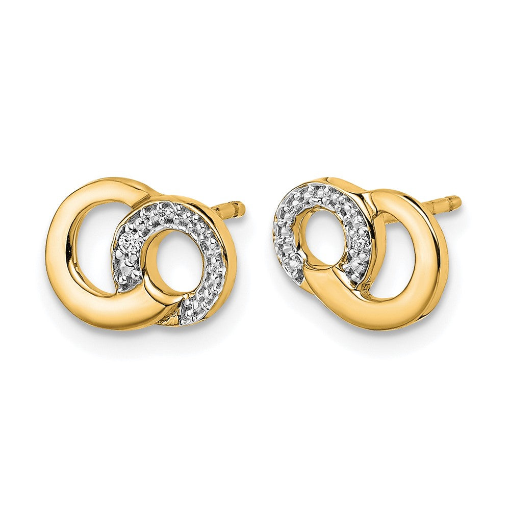 14k with White Rhodium Diamond Circles Post Earrings