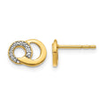14k with White Rhodium Diamond Circles Post Earrings