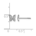 14k White Gold 1/20 carat Diamond Small Butterfly Post Earrings