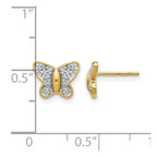 14k and White Rhodium Diamond Butterfly Post Earrings