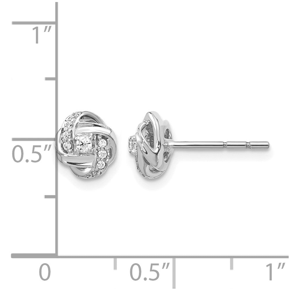 14k White Gold 1/8 carat Diamond Love Knot Post Earrings