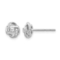 14k White Gold 1/8 carat Diamond Love Knot Post Earrings