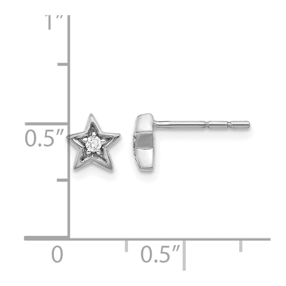 14k White Gold 1/20 carat Diamond Star Post Earrings