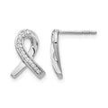 14k White Gold 1/10 carat Diamond Awareness Ribbon Post Earrings