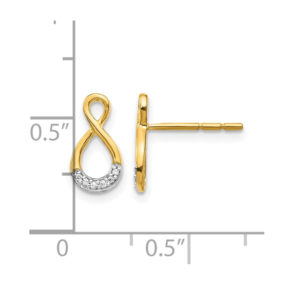 14k and White Rhodium Diamond Twisted Infinity Post Earrings