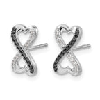 14k White Gold 1/6 carat Black and White Diamond Infinity Heart Post Earrings