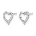 14k White Gold 1/20 carat Diamond Heart Post Earrings