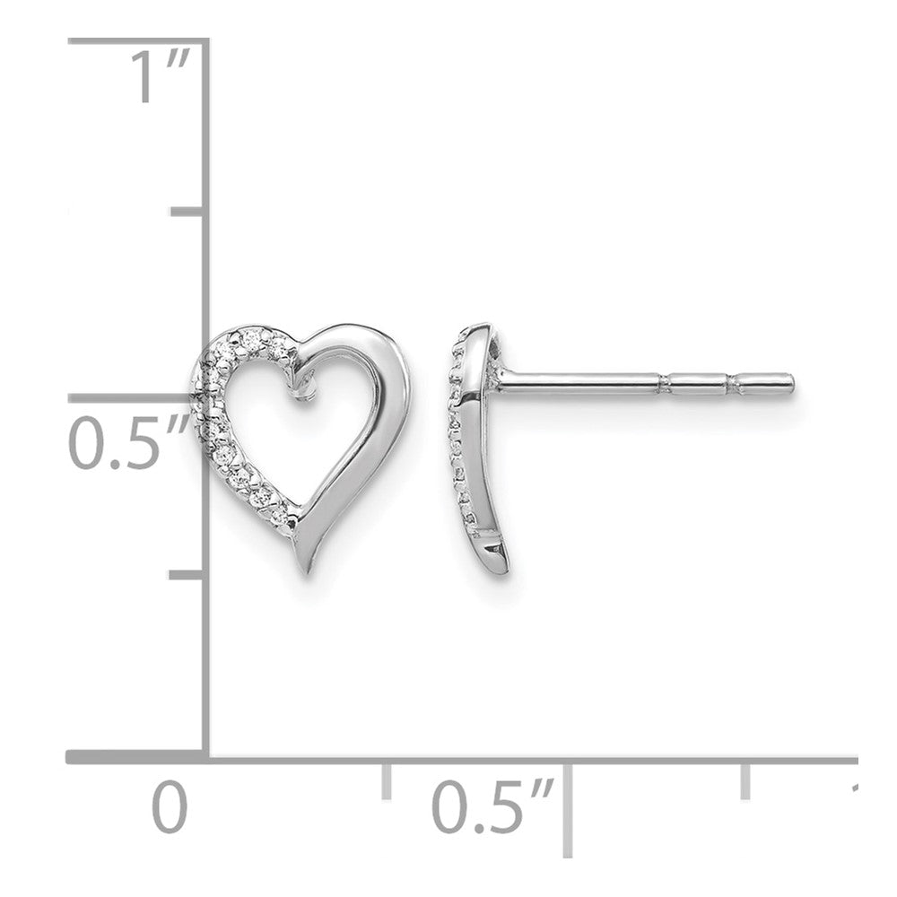14k White Gold 1/20 carat Diamond Heart Post Earrings