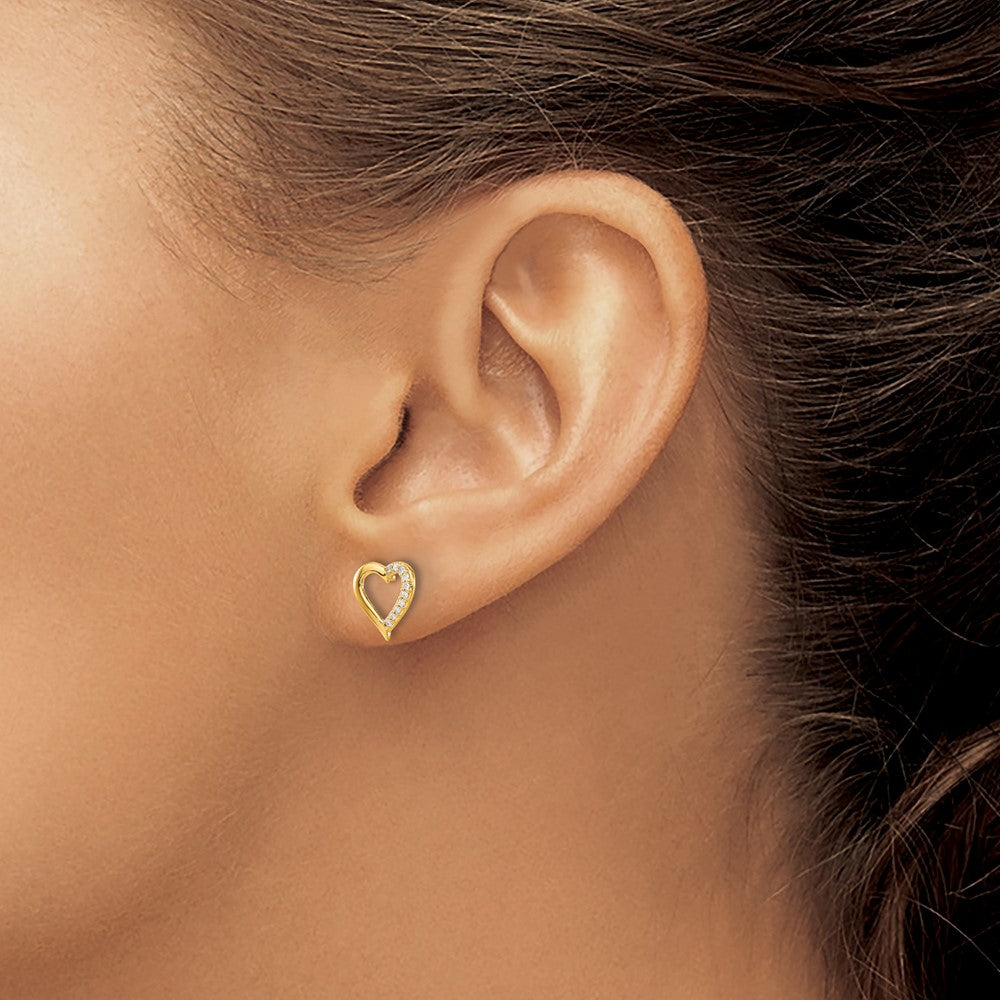 14k 1/20 carat Diamond Heart Post Earrings