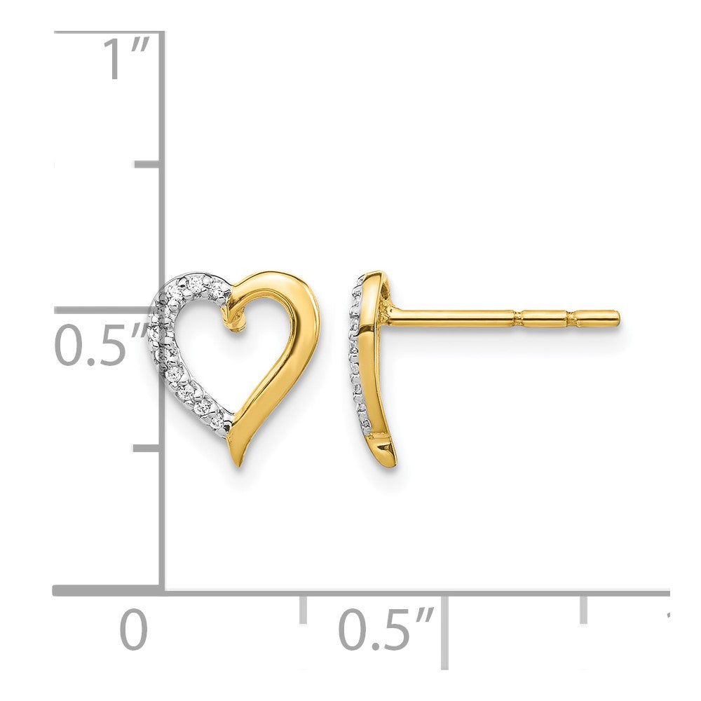 14k 1/20 carat Diamond Heart Post Earrings