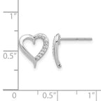 14k White Gold 1/10 carat Diamond Heart Post Earrings