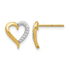 14k 1/10 carat Diamond Heart Post Earrings