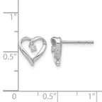 14k White Gold 1/20 carat AA Diamond Heart Earrings