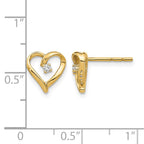 14k 1/20 carat AA Diamond Heart Post Earrings