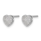 14k White Gold 1/5 carat Diamond Pave Heart Screwback Post Earrings