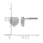 14k White Gold 1/5 carat Diamond Pave Heart Screwback Post Earrings