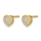14k 1/5 carat Diamond Pave Heart Screwback Post Earrings