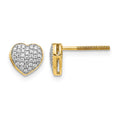 14k 1/5 carat Diamond Pave Heart Screwback Post Earrings