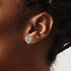 14k White Gold 1/2 carat Diamond Heart Post Earrings