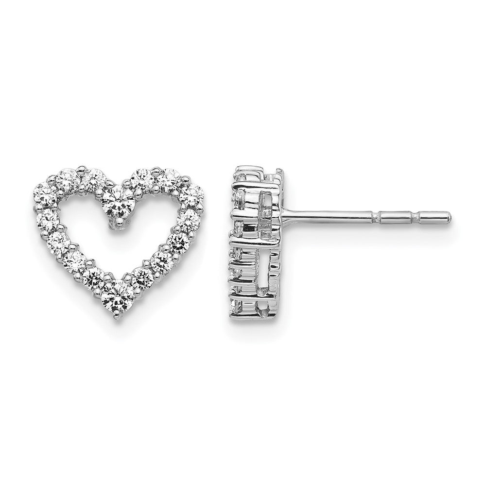 14k White Gold 1/2 carat Diamond Heart Post Earrings