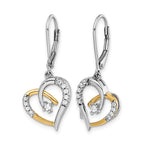 14k Two-tone 1/5 carat Diamond Heart Leverback Earrings
