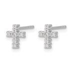 14k White Gold Polished 1/10 carat Diamond Small Cross Post Earrings