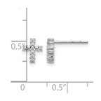 14k White Gold Polished 1/10 carat Diamond Small Cross Post Earrings