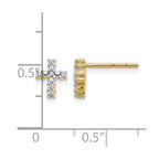 14k Polished 1/10 carat Diamond Small Cross Post Earrings