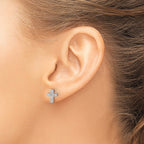 14k White Gold 1/5 carat Lab Grown Diamond VS/SI+ G+ Cross Post Earrings