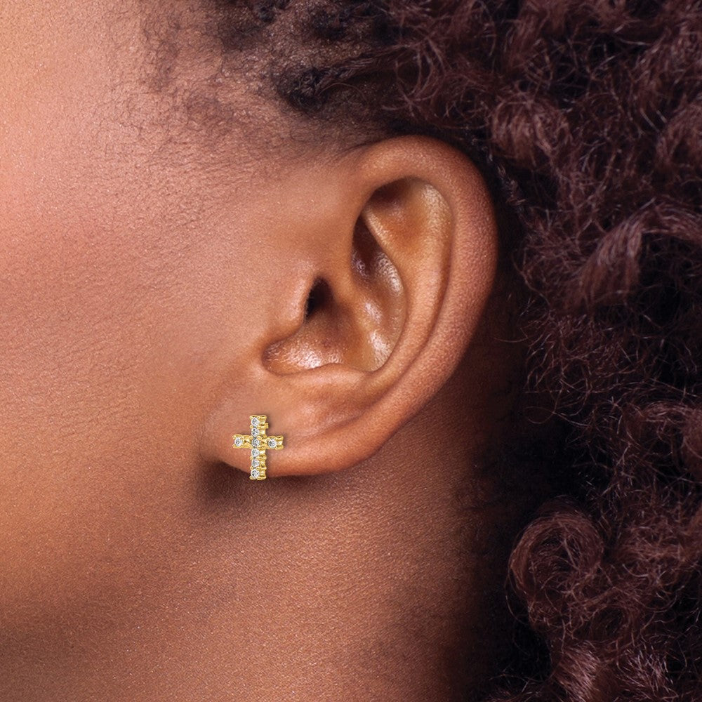 14k 1/5 carat Lab Grown Diamond VS/SI+ G+ Cross Post Earrings