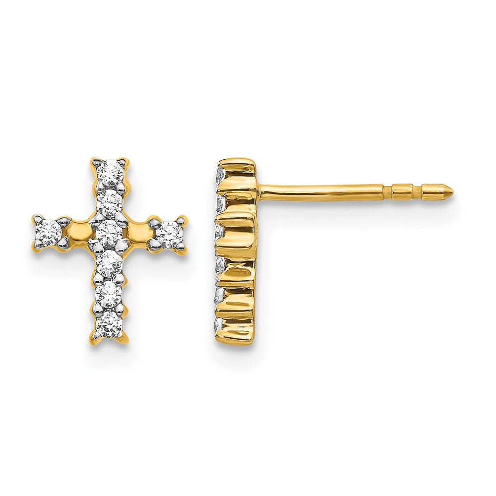 14k 1/5 carat Lab Grown Diamond VS/SI+ G+ Cross Post Earrings