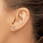 14k White Gold Polished 1/20 carat Diamond Small Cross Post Earrings
