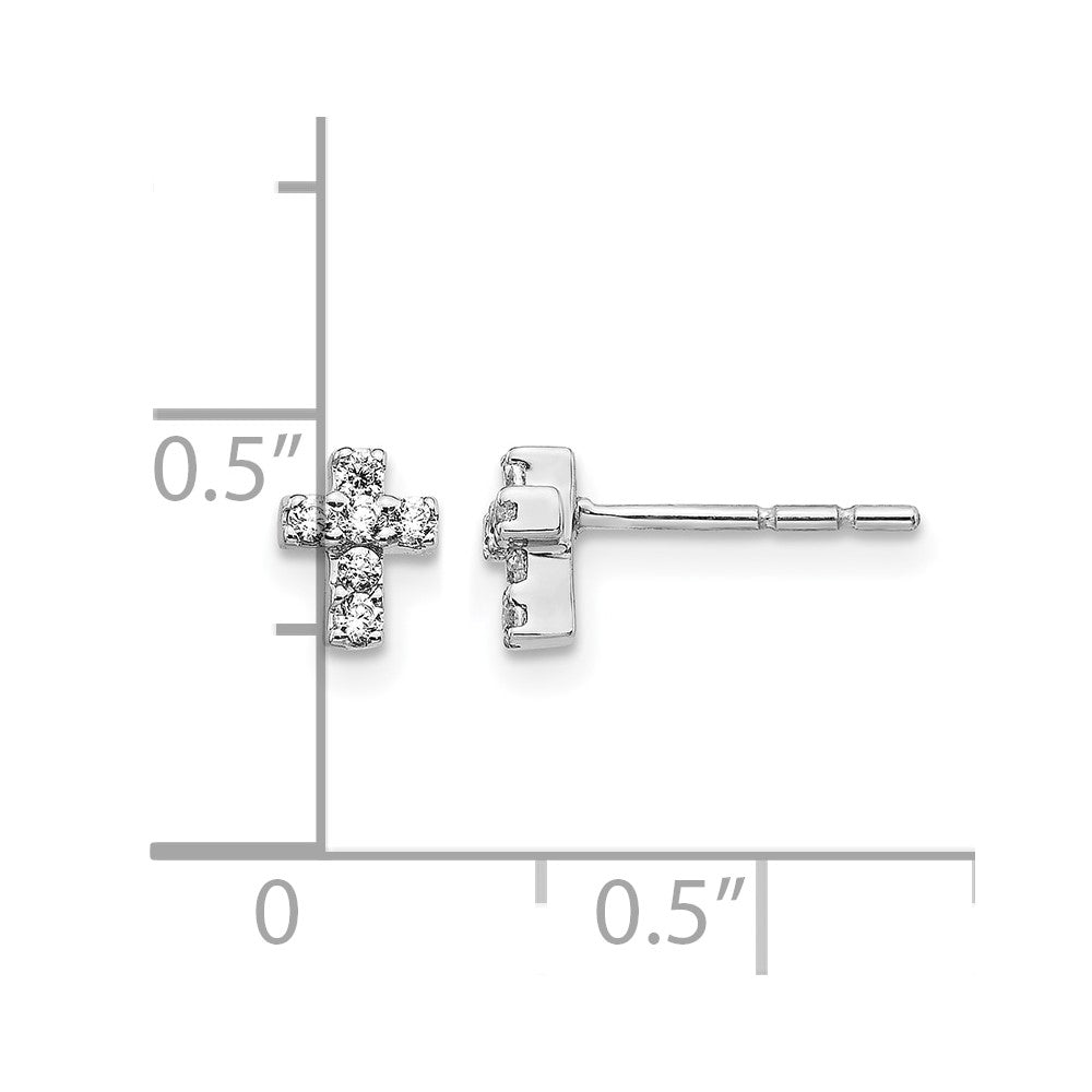 14k White Gold 1/6 carat Diamond Mini Cross Post Earrings