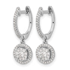 14k White Gold 1/2 carat Diamond Cluster Hinged Hoop Earrings