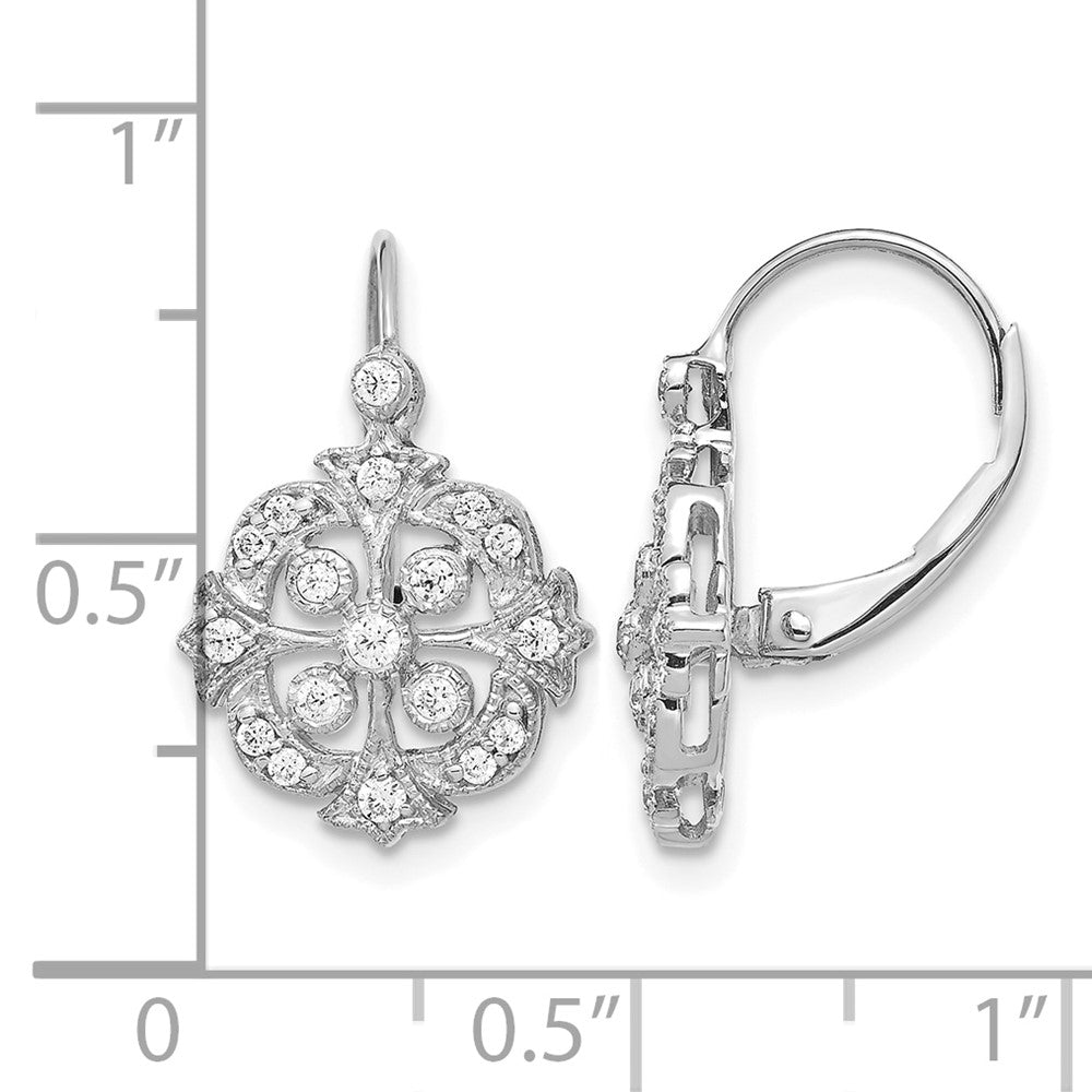 14k White Gold 1/3 carat Lab Grown Diamond VS/SI+ G+ Complete Fashion Leverback Earrings