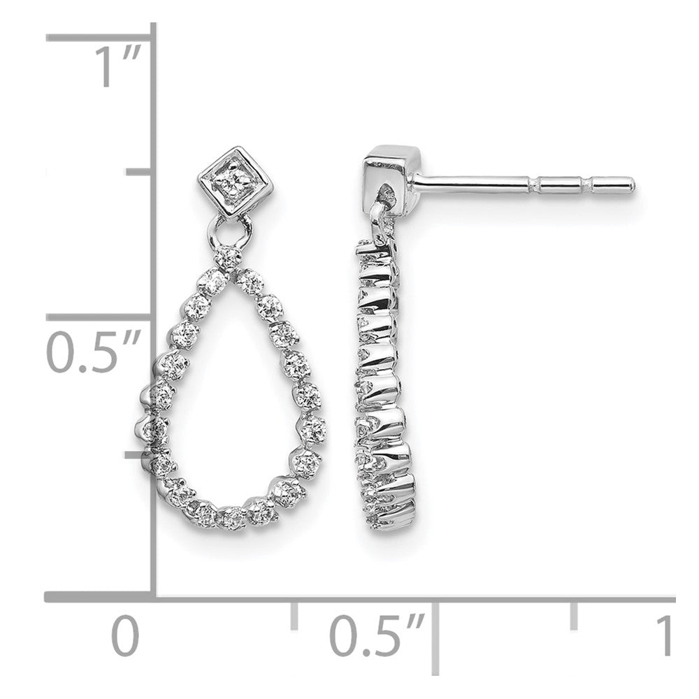 14k White Gold 1/4 carat Diamond Teardrop Dangle Post Earrings