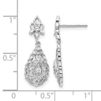14k White Gold 1/20 carat Diamond Teardrop Vintage-style Dangle Post Earrings