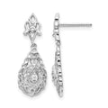 14k White Gold 1/20 carat Diamond Teardrop Vintage-style Dangle Post Earrings