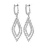 14k White Gold 1.1 carat Diamond Teardrop Hinged Dangle Earrings