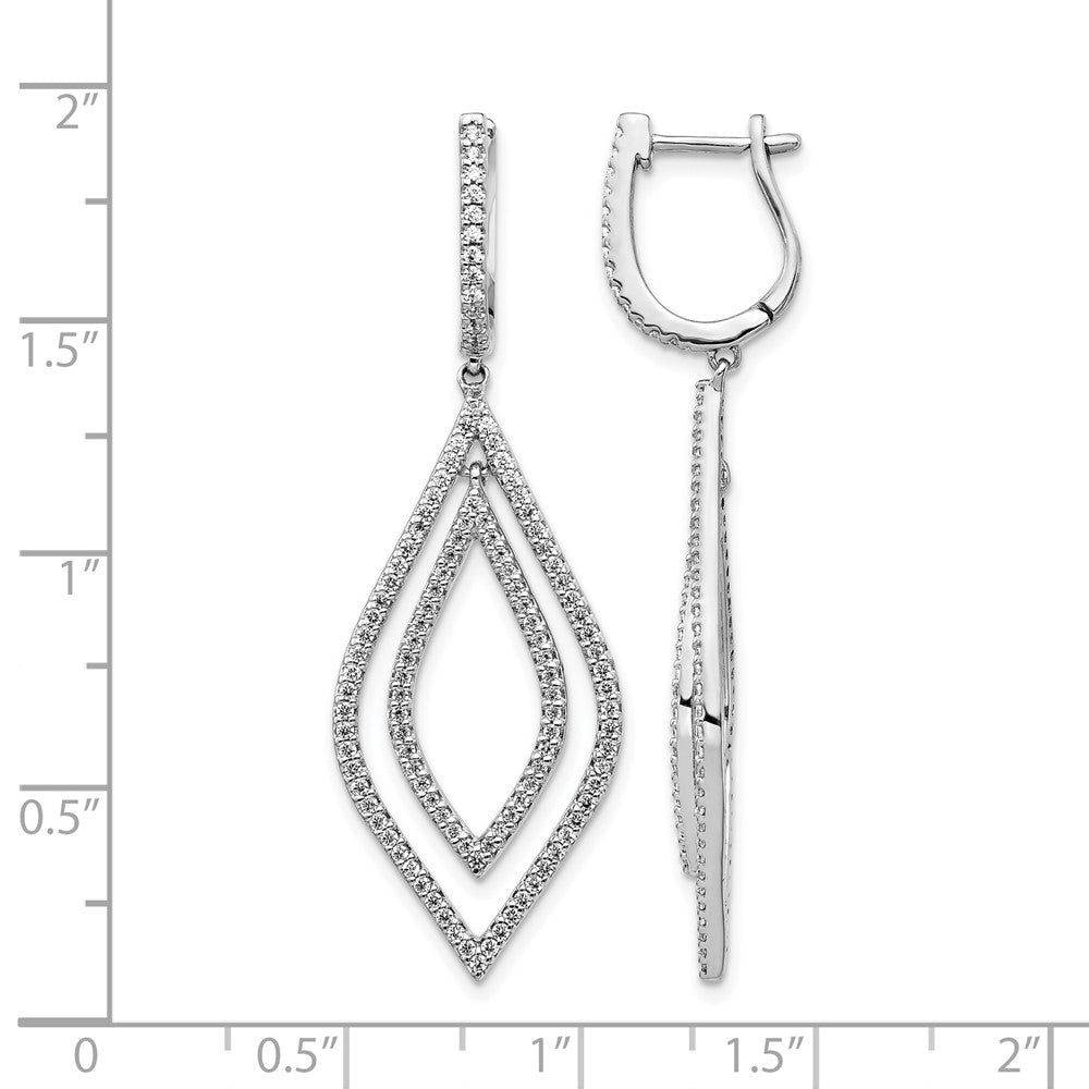 14k White Gold 1.1 carat Diamond Teardrop Hinged Dangle Earrings