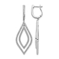 14k White Gold 1.1 carat Diamond Teardrop Hinged Dangle Earrings
