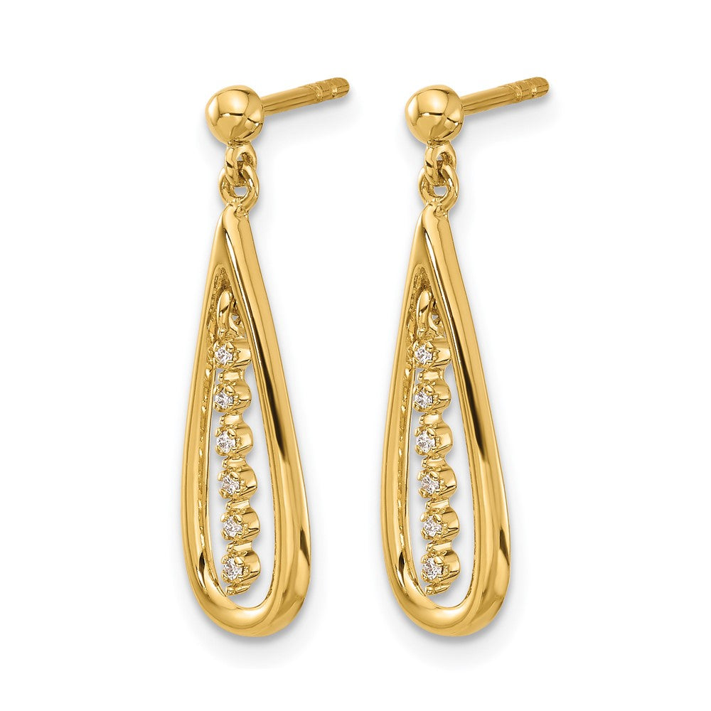 14k 1/20 carat Diamond Teardrop Dangle Post Earrings